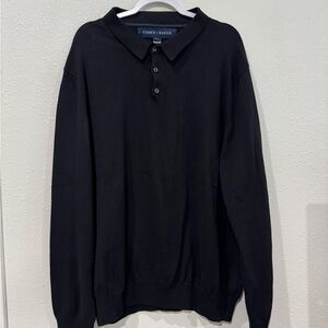 Fisher + Baker Black Polo long sleeve Shirt